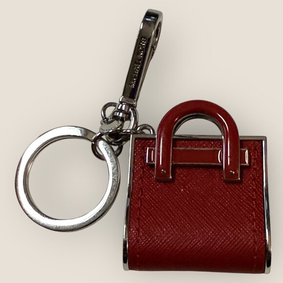 Michael Kors Red Mini Handbag Keychain Keyring Bag Clip With Silver-Tone Metal - Picture 3 of 4